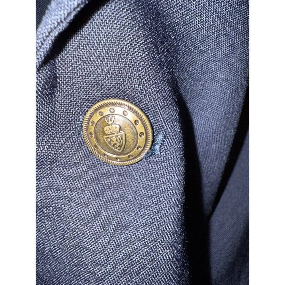 Oscar De La Renta Black Menswear Wool‎ Suit Jacket Gold Buttons Size 44L